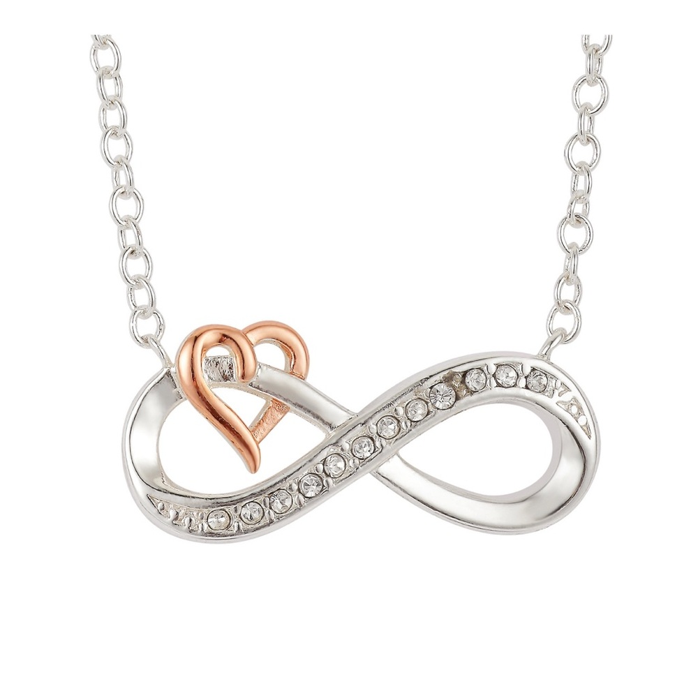 Silver and Rose Gold Infinity Heart Necklace